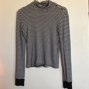 Long-Sleeve Mock Neck Striped Top